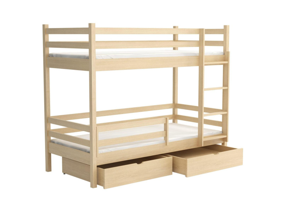 Dětská patrová postel z masivu borovice LEGEND PLUS se šuplíky - 200x90 cm