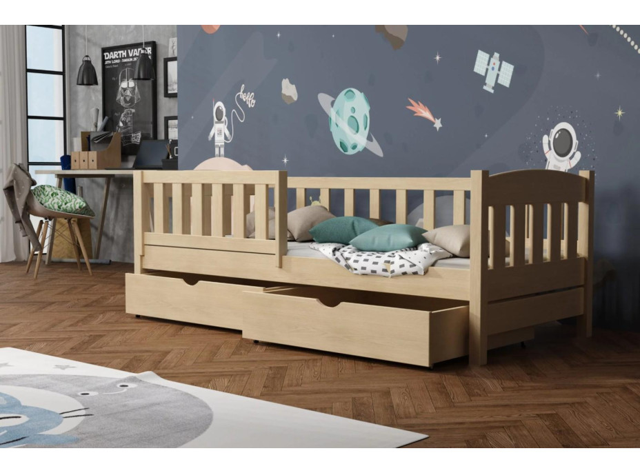 Dětská postel z masivu borovice BEN se šuplíky - 180x80 cm