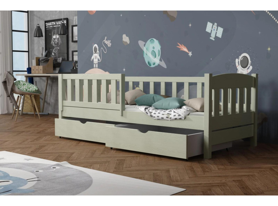 Dětská postel z masivu borovice BEN se šuplíky - 180x80 cm