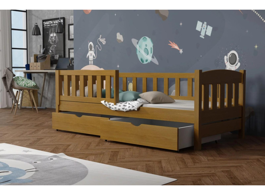 Dětská postel z masivu borovice BEN se šuplíky - 200x90 cm
