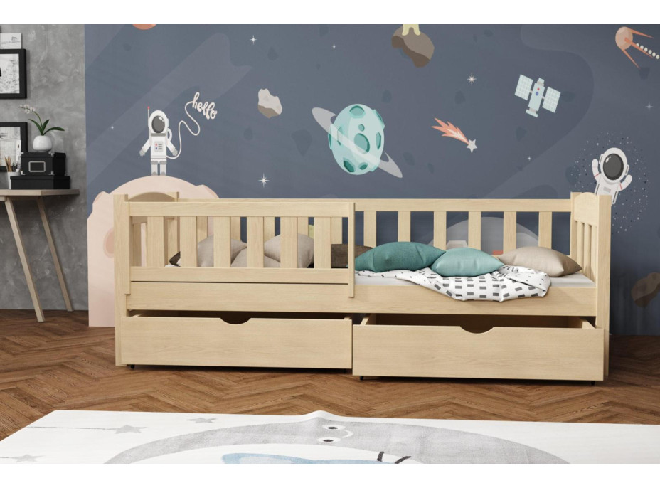 Dětská postel z masivu borovice BEN se šuplíky - 180x80 cm