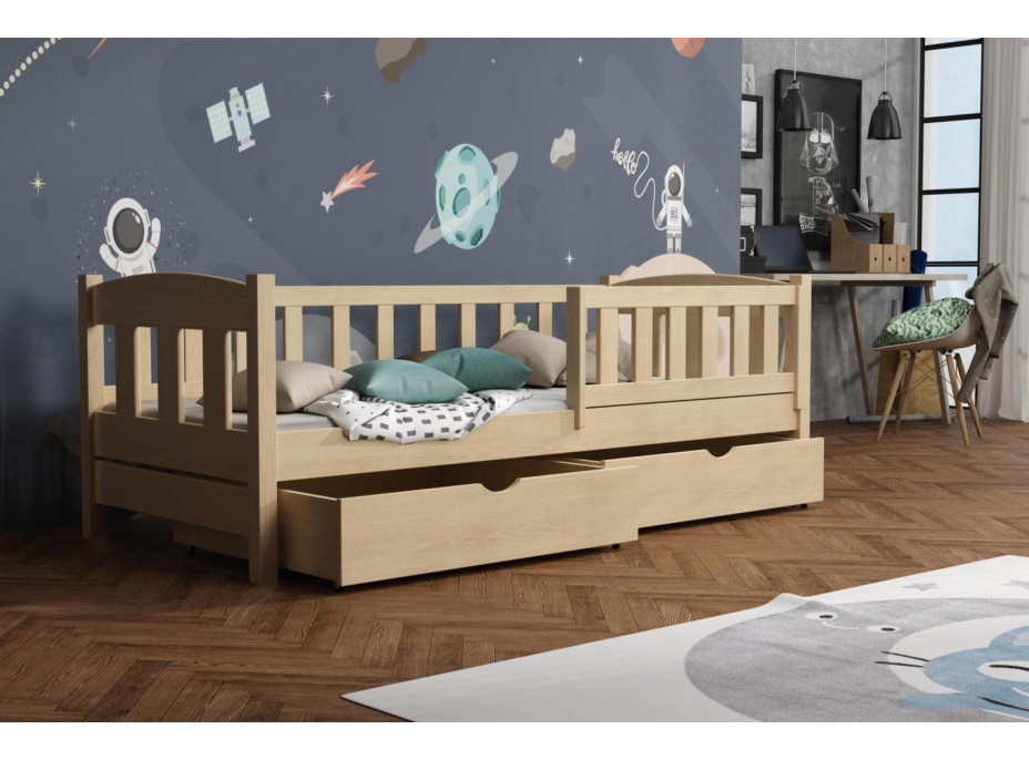 Dětská postel z masivu borovice BEN se šuplíky - 180x80 cm
