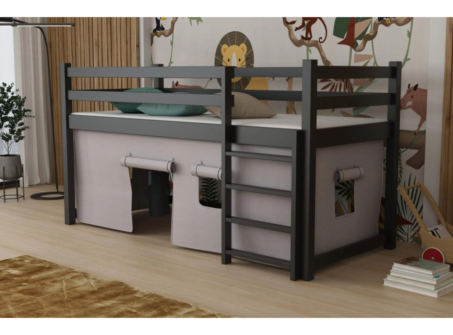 Dětská vyvýšená postel z masivu borovice PORTO - 200x90 cm