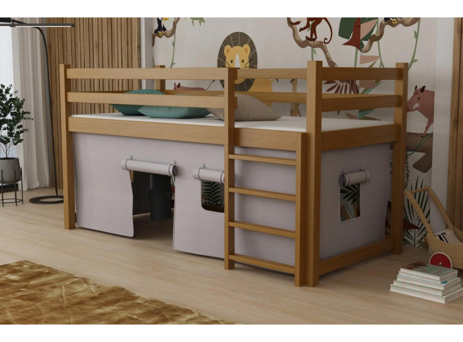 Dětská vyvýšená postel z masivu borovice PORTO - 200x90 cm