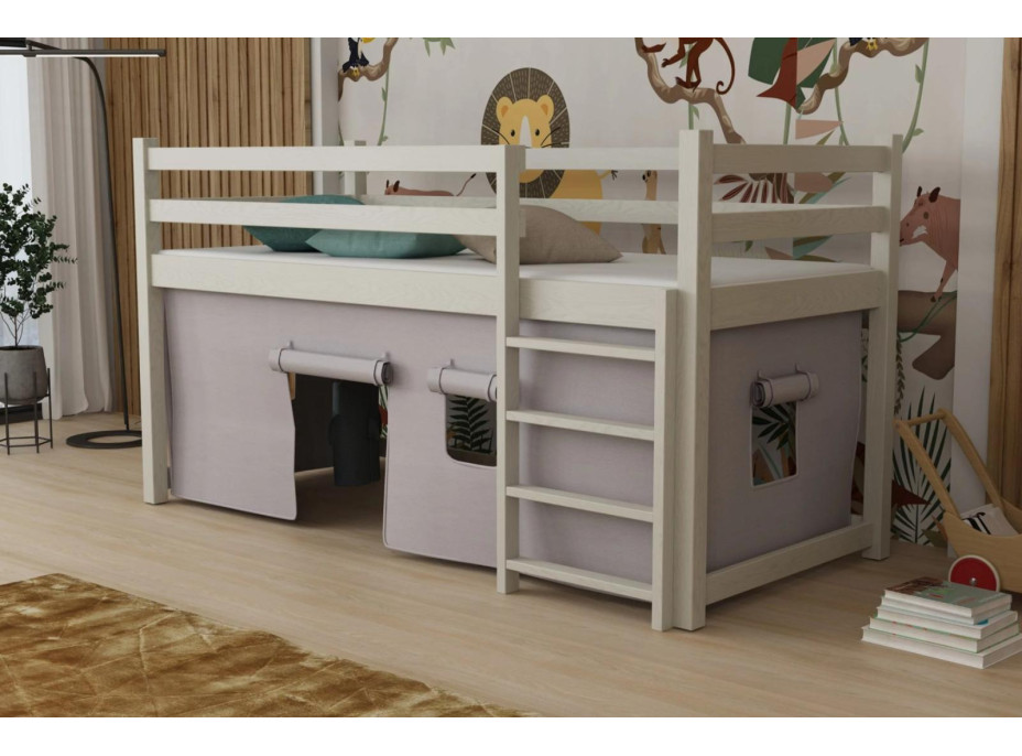 Dětská vyvýšená postel z masivu borovice PORTO - 200x90 cm - KAŠMÍROVÁ