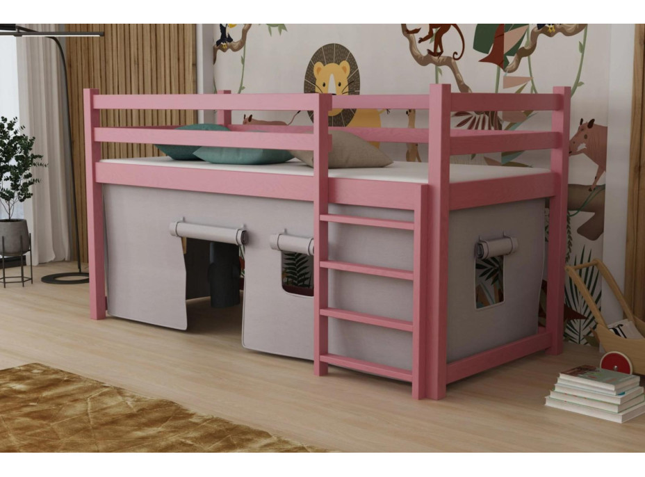 Dětská vyvýšená postel z masivu borovice PORTO - 200x90 cm