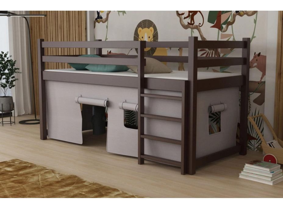 Dětská vyvýšená postel z masivu borovice PORTO - 200x90 cm