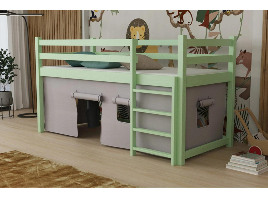 Dětská vyvýšená postel z masivu borovice PORTO - 200x90 cm