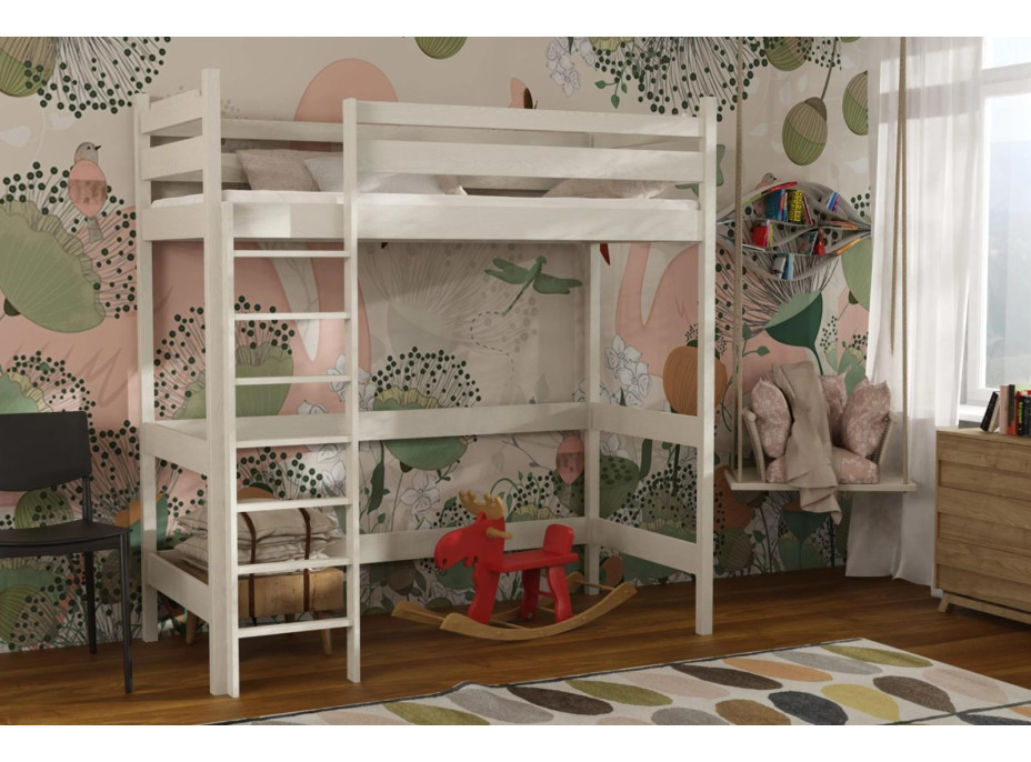 Dětská vyvýšená postel z masivu borovice TEXAS - 200x90 cm