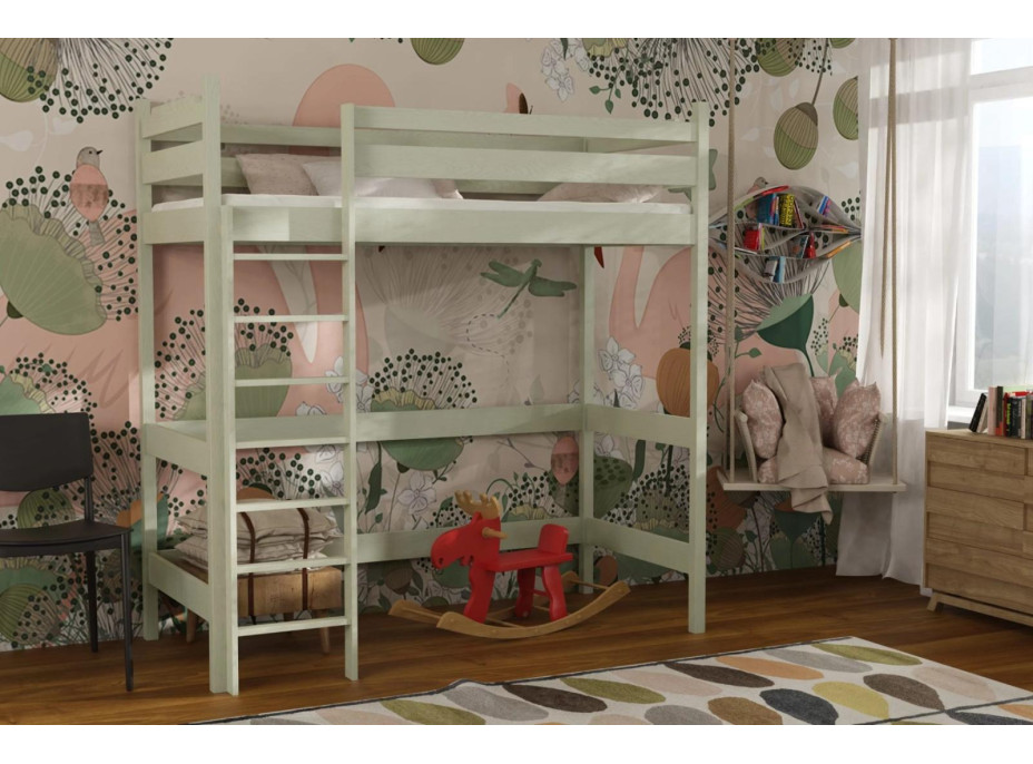 Dětská vyvýšená postel z masivu borovice TEXAS - 200x90 cm