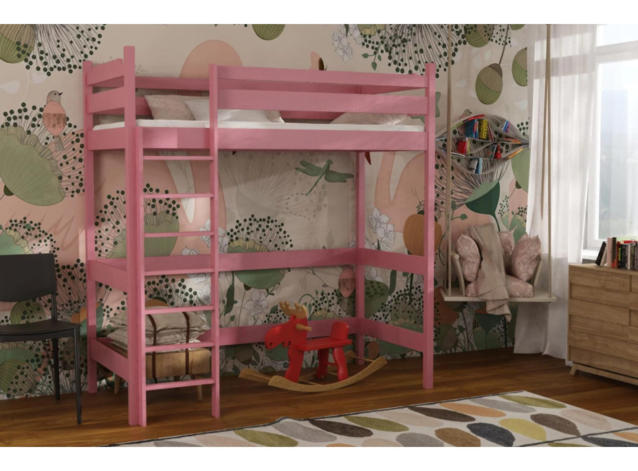 Dětská vyvýšená postel z masivu borovice TEXAS - 200x90 cm