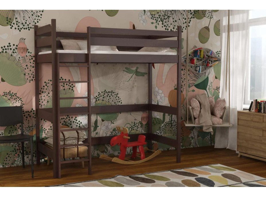 Dětská vyvýšená postel z masivu borovice TEXAS - 200x90 cm