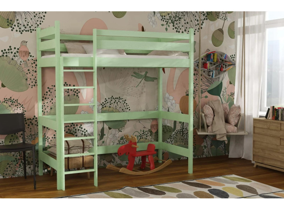 Dětská vyvýšená postel z masivu borovice TEXAS - 200x90 cm