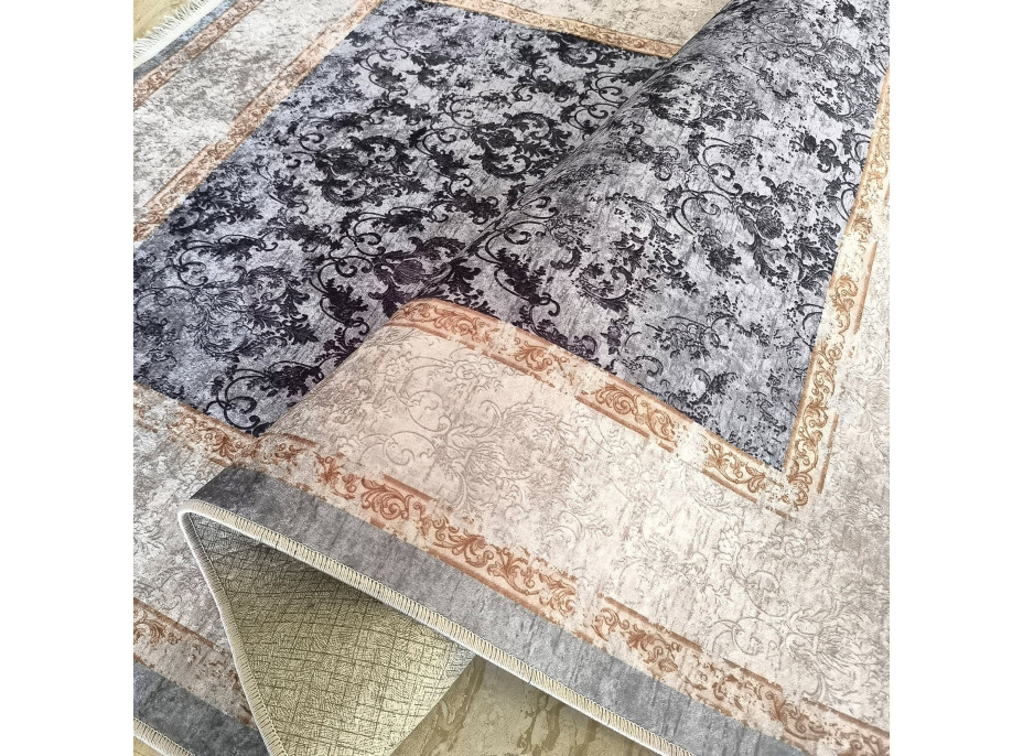 Kusový koberec HONOR New - Baroque - tmavě šedý/šedý
