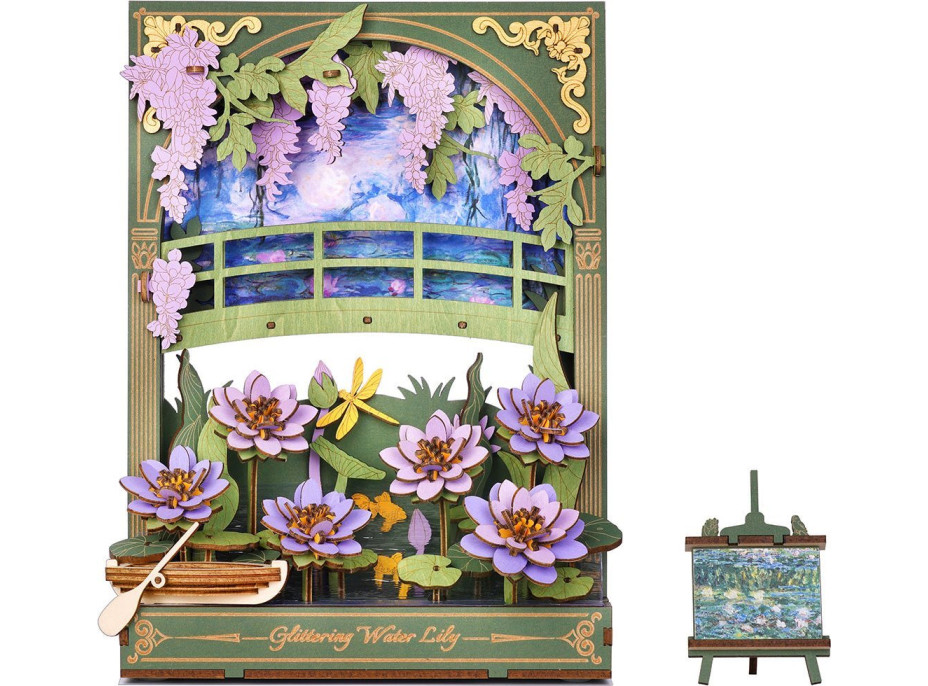 ROBOTIME Rowood 3D dřevěné puzzle Lekníny s LED osvětlením 237 dílků