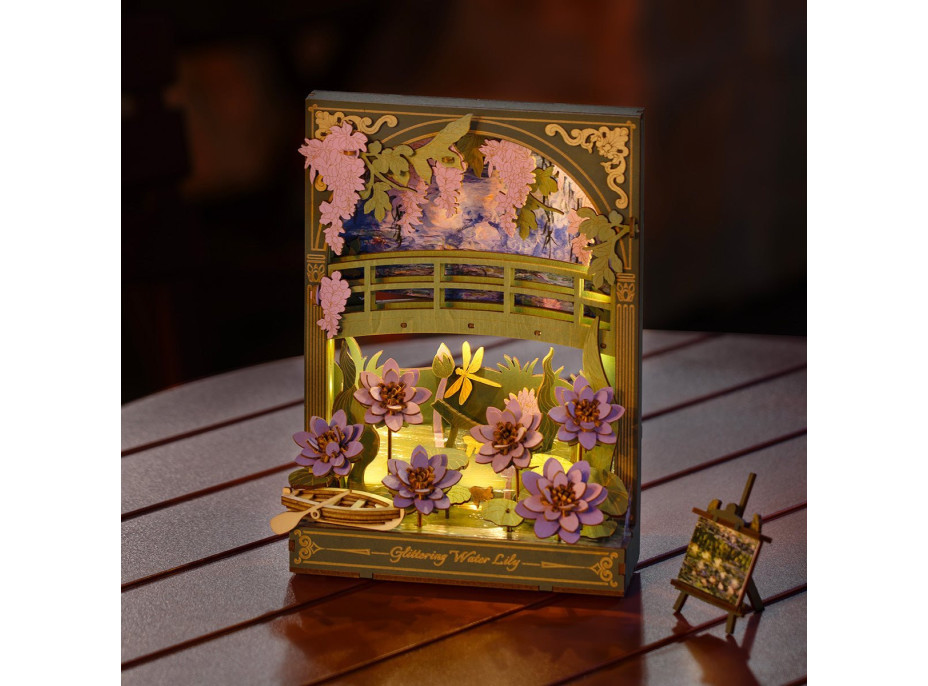 ROBOTIME Rowood 3D dřevěné puzzle Lekníny s LED osvětlením 237 dílků