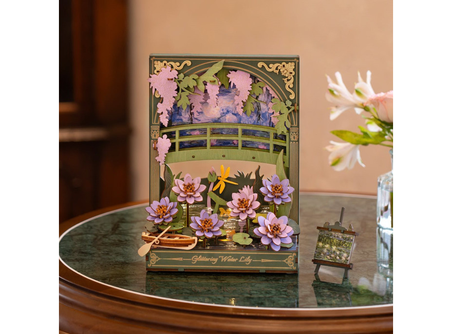 ROBOTIME Rowood 3D dřevěné puzzle Lekníny s LED osvětlením 237 dílků