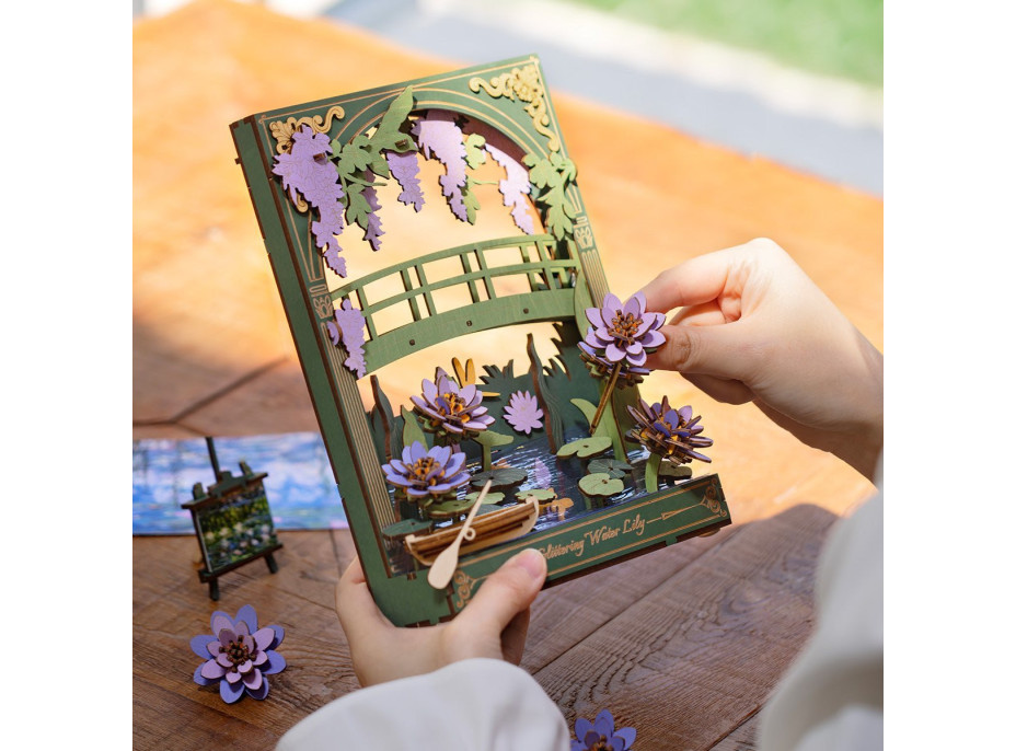 ROBOTIME Rowood 3D dřevěné puzzle Lekníny s LED osvětlením 237 dílků