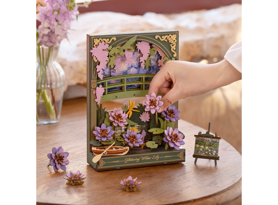 ROBOTIME Rowood 3D dřevěné puzzle Lekníny s LED osvětlením 237 dílků