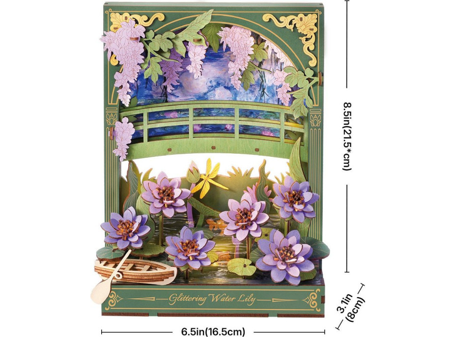 ROBOTIME Rowood 3D dřevěné puzzle Lekníny s LED osvětlením 237 dílků