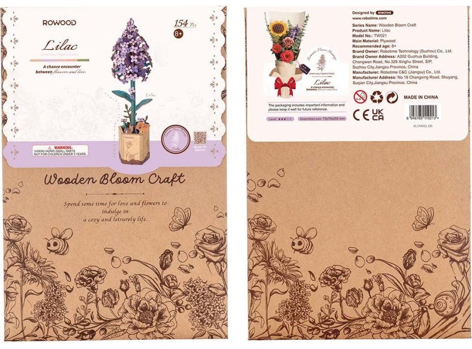 ROBOTIME Rowood 3D dřevěné puzzle Šeřík 154 dílků