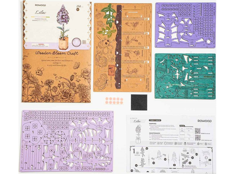 ROBOTIME Rowood 3D dřevěné puzzle Šeřík 154 dílků