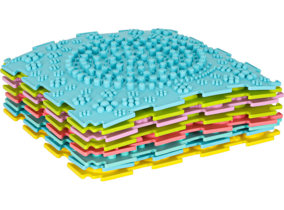 Senzorická podložka Montessori pro masáž nohou 8 dílků - pastelové barvy