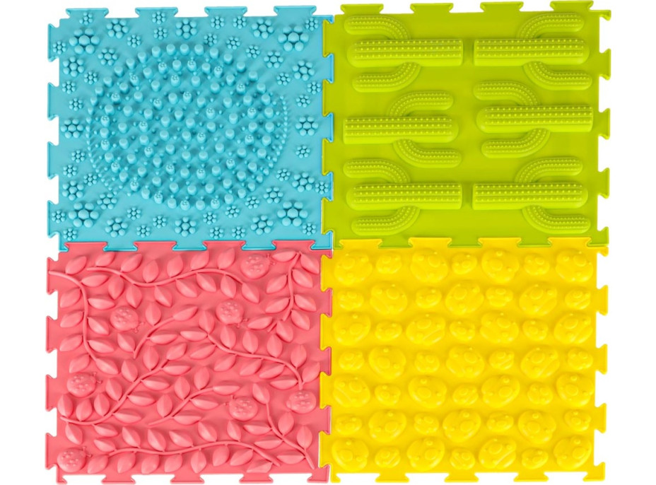 Senzorická podložka Montessori pro masáž nohou 8 dílků - pastelové barvy