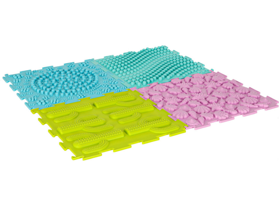 Senzorická podložka Montessori pro masáž nohou 8 dílků - pastelové barvy