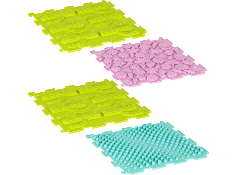 Senzorická podložka Montessori pro masáž nohou 8 dílků - pastelové barvy