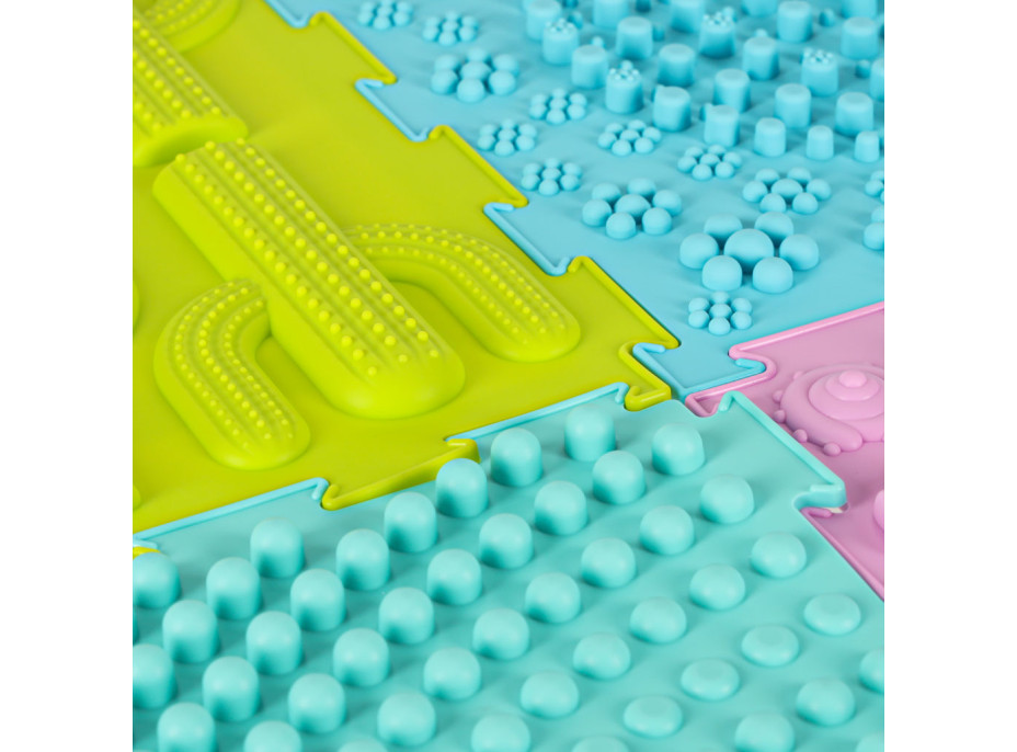 Senzorická podložka Montessori pro masáž nohou 8 dílků - pastelové barvy