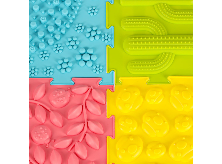 Senzorická podložka Montessori pro masáž nohou 8 dílků - pastelové barvy