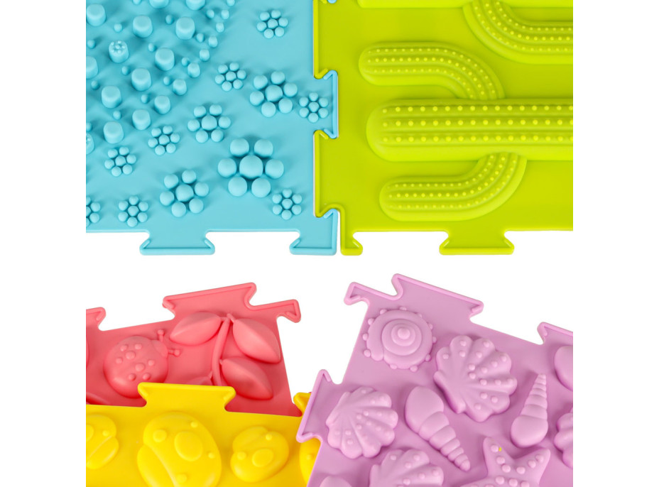 Senzorická podložka Montessori pro masáž nohou 8 dílků - pastelové barvy