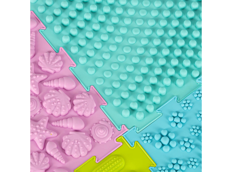 Senzorická podložka Montessori pro masáž nohou 8 dílků - pastelové barvy