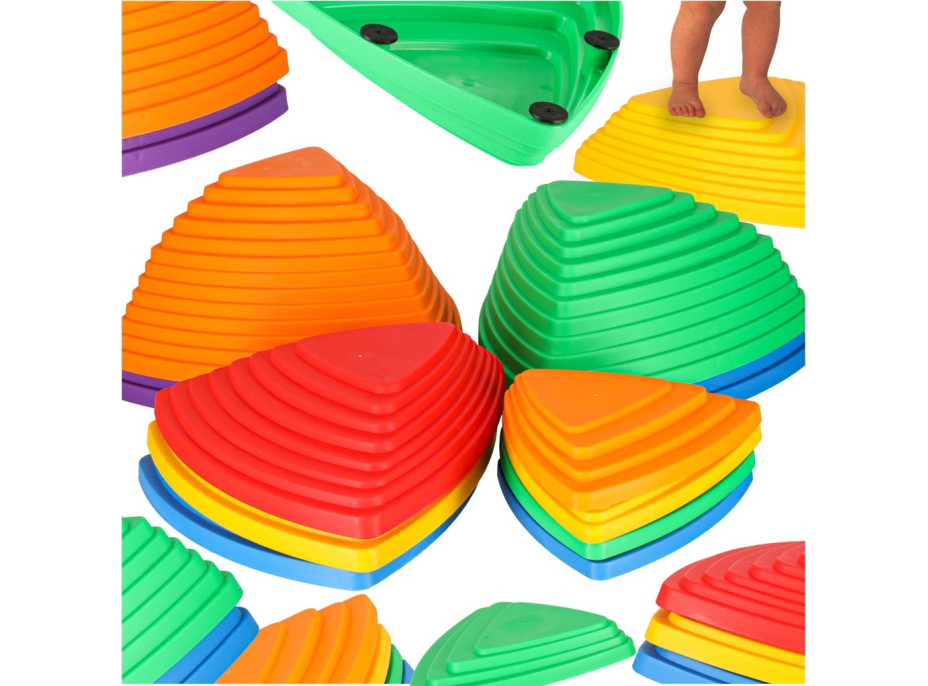 Senzorická Montessori stezka Říční kameny pro trénink rovnováhy 11 prvků - barevná