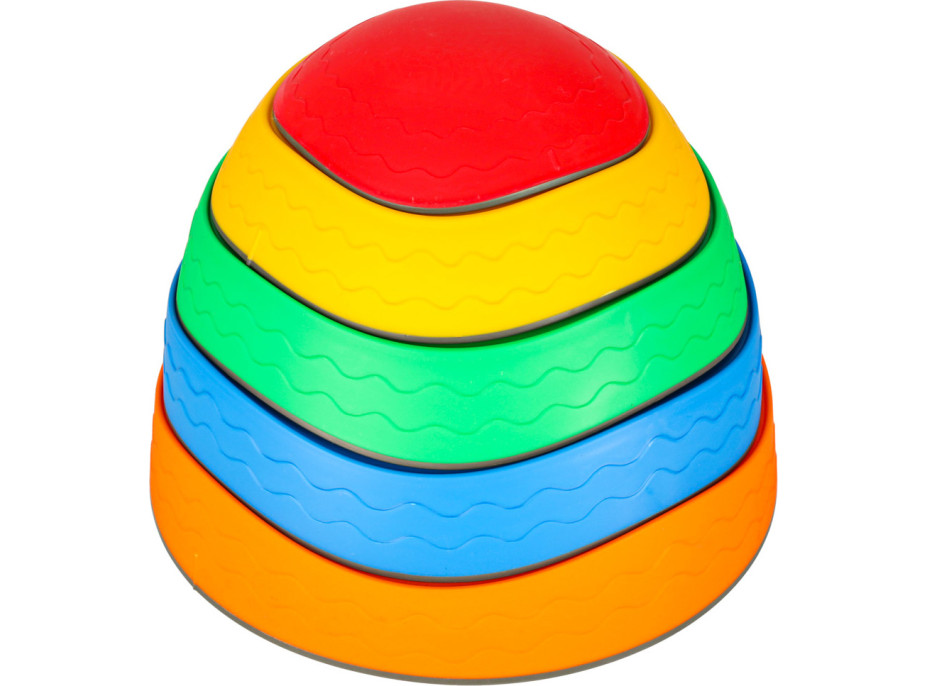 Senzorická Montessori stezka Říční kameny pro trénink rovnováhy 5 prvků - barevná