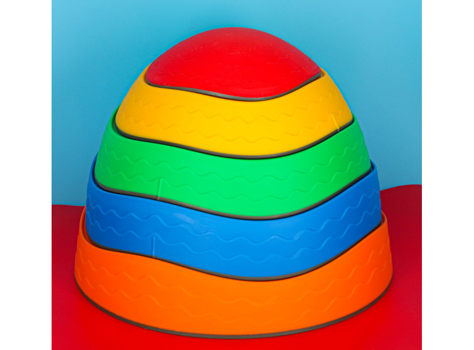 Senzorická Montessori stezka Říční kameny pro trénink rovnováhy 5 prvků - barevná