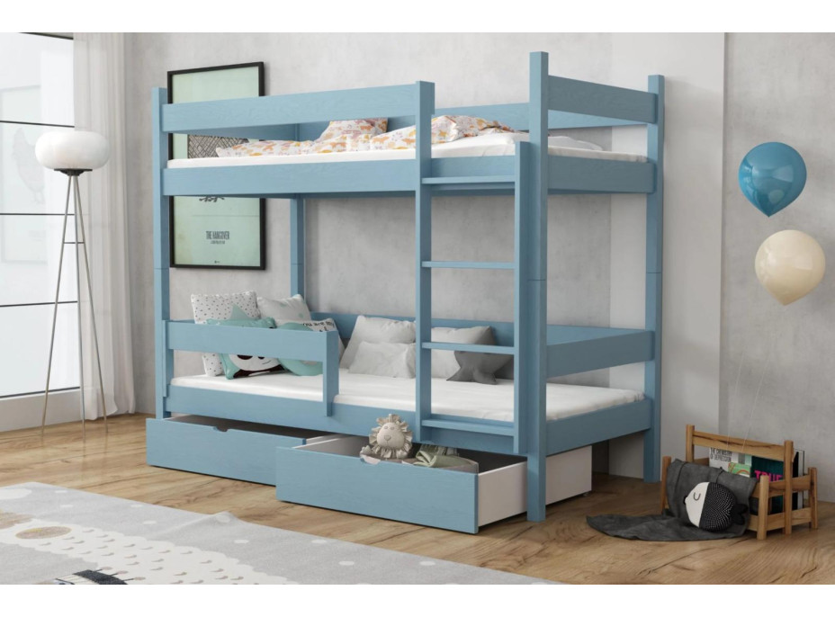 Dětská patrová postel z masivu borovice LEGEND se šuplíky - 180x80 cm