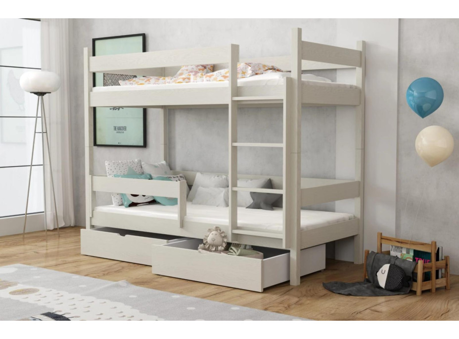 Dětská patrová postel z masivu borovice LEGEND se šuplíky - 200x90 cm