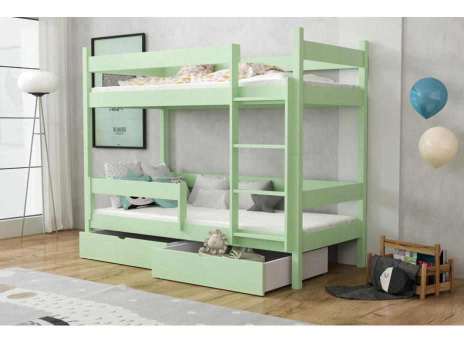 Dětská patrová postel z masivu borovice LEGEND se šuplíky - 200x90 cm