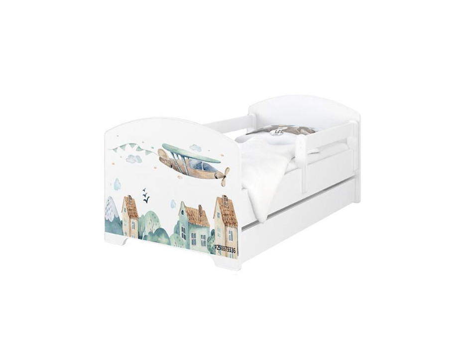 Dětská postel OSKAR - 180x80 cm - DO NEBES - se šuplíkem, 1x dlouhá + 1x krátká zábrana