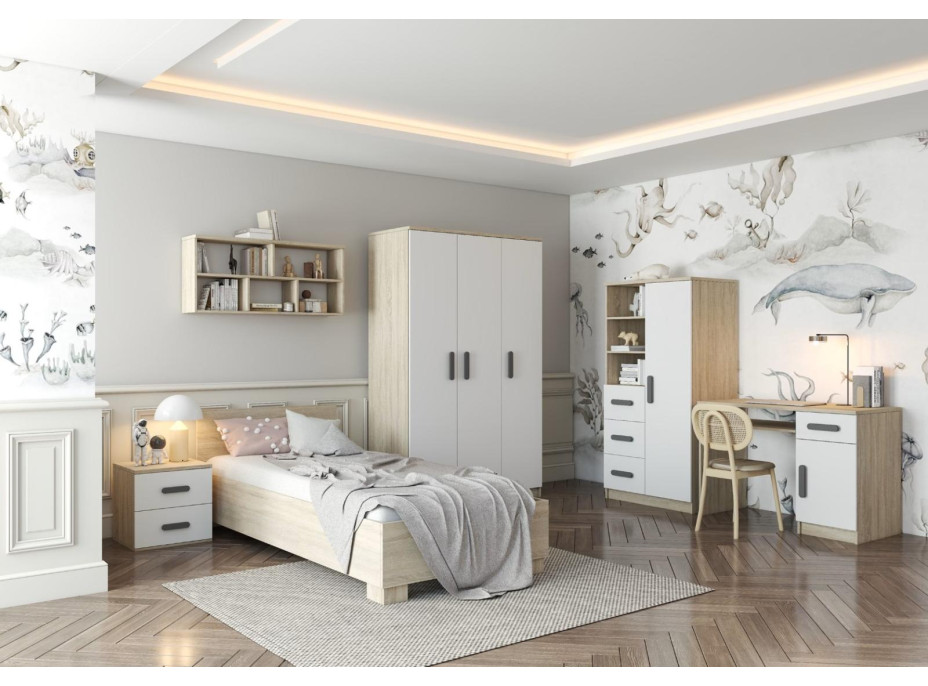 Šatní skříň SMYK 120 - dub sonoma/bílá (více variant)