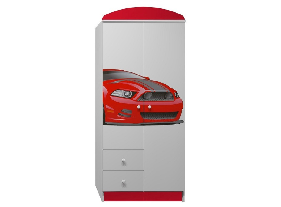 Šatní skříň ČERVENÝ SPORŤÁK - TYP E, červená / bílá