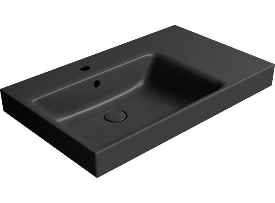 GSI NUBES keramické umyvadlo 80x50cm, s odkládací plochou vpravo, černá mat 9629126