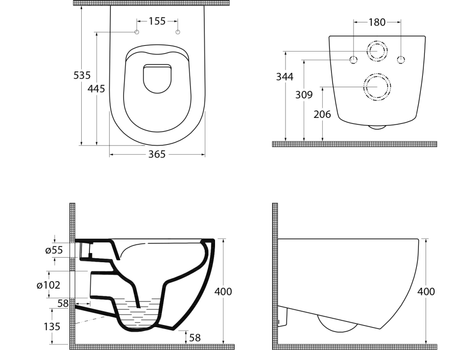 Isvea INFINITY závěsná WC mísa, Rimless, 36, 5x53cm, růžová Salmon 10NF02005-2S