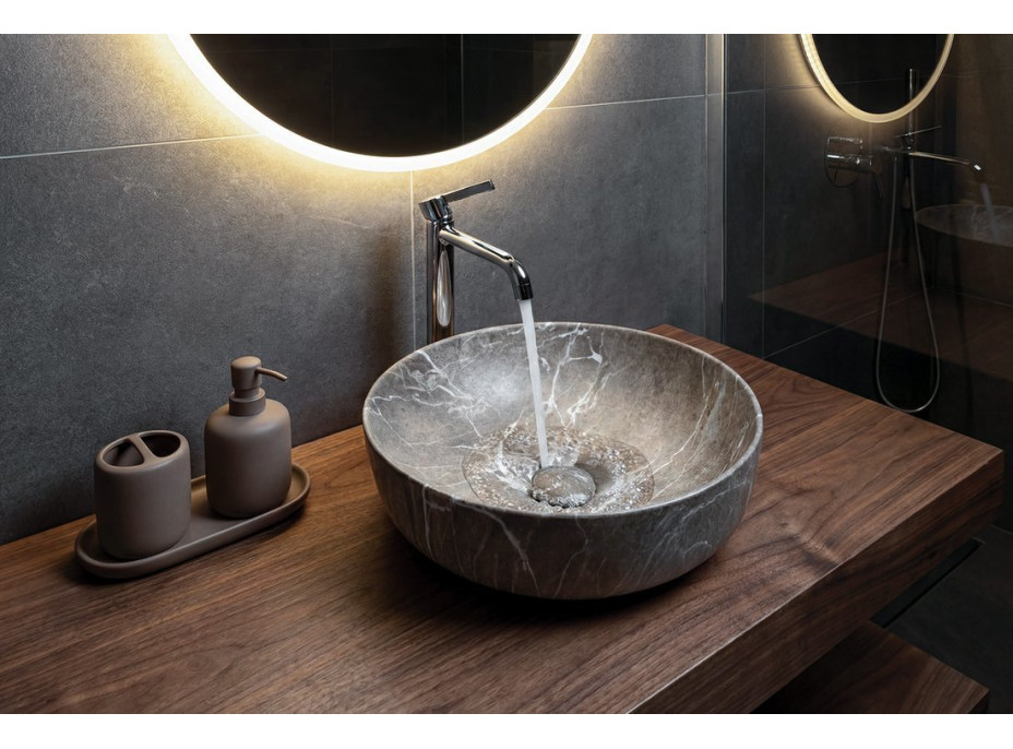 Sapho RONDEA keramické umyvadlo na desku Ø 41cm, breccia mramor AR445BM