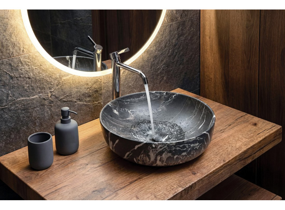 Sapho RONDEA keramické umyvadlo na desku Ø 41cm, carnico mramor AR445CM