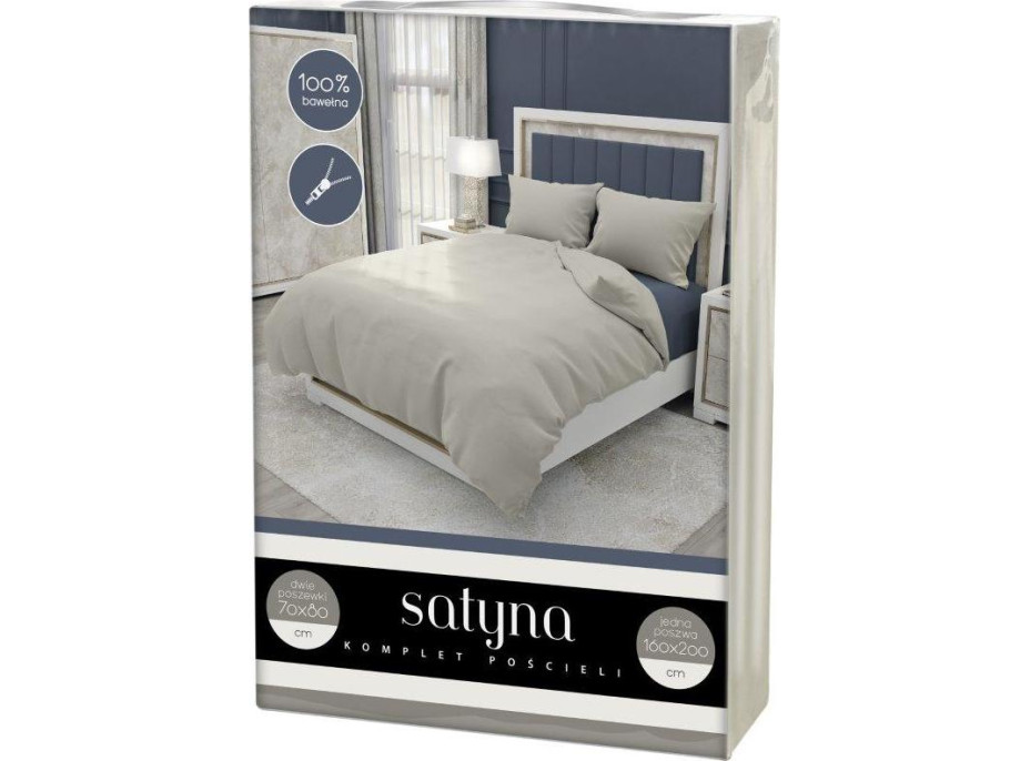 Ložní povlečení FASHION - 160x200 cm - béžové - bavlněný satén