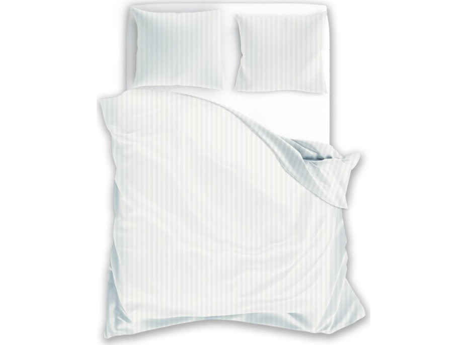 Ložní povlečení FASHION - 220x200 cm - bílé s 1cm pruhy - bavlněný satén