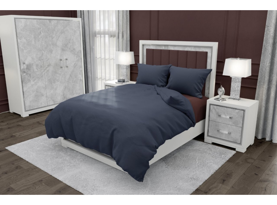 Ložní povlečení FASHION - 220x200 cm - tmavě modré - bavlněný satén